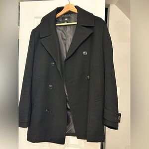 H&M Men's Black Peacoat